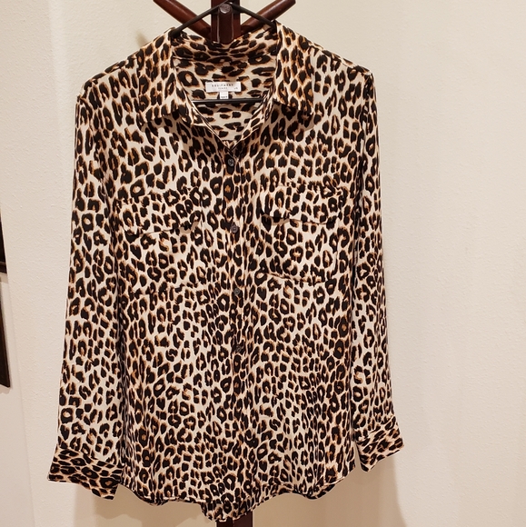 Equipment Tops - Equipment silk animal print button down blouse, size L